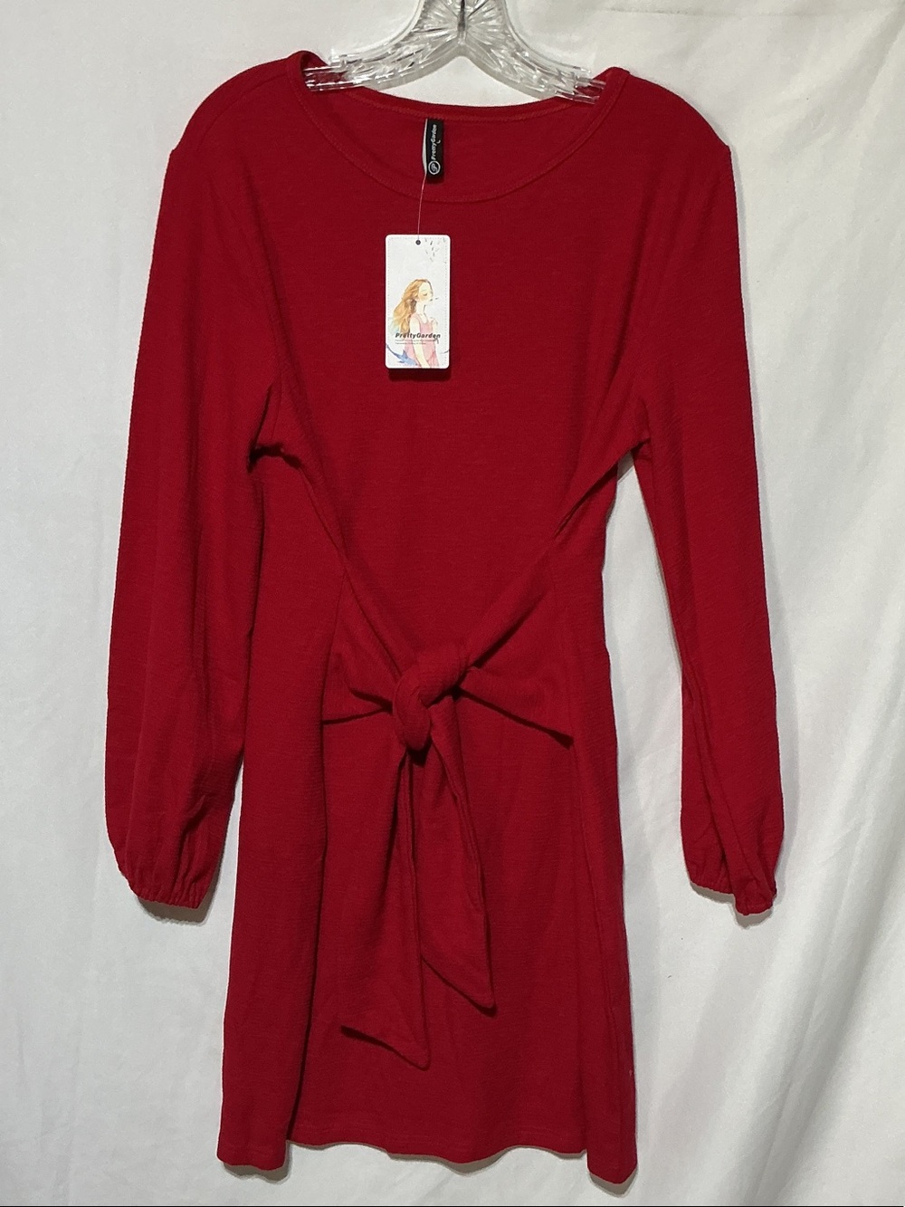 PrettyGarden NWT Women’s Red Tie-Front Mini Cocktail Dress Sz L